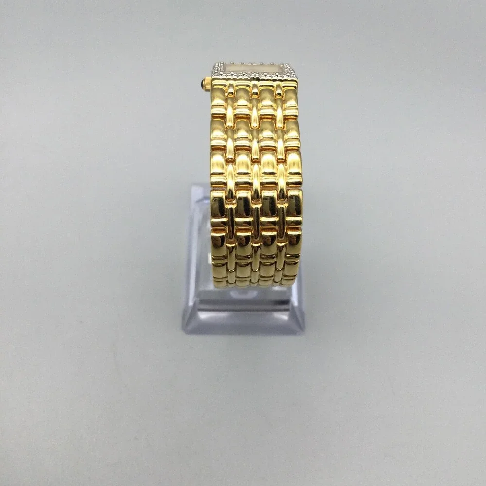 Pulsar Women Watch 17mm White Dial Gold Tone Diamond V810-X056 New Battery 6.75